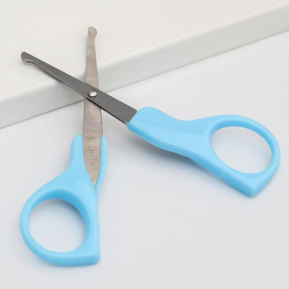 5296248 Детские, безопасные, маникюрные ножницы «Мишка», цвет голубой