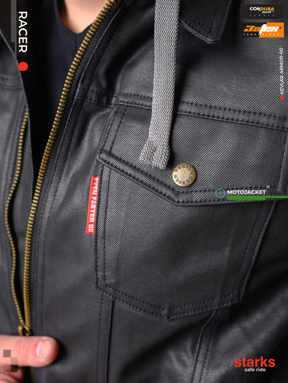 Мотокуртка  комбинированная RACER / Черный