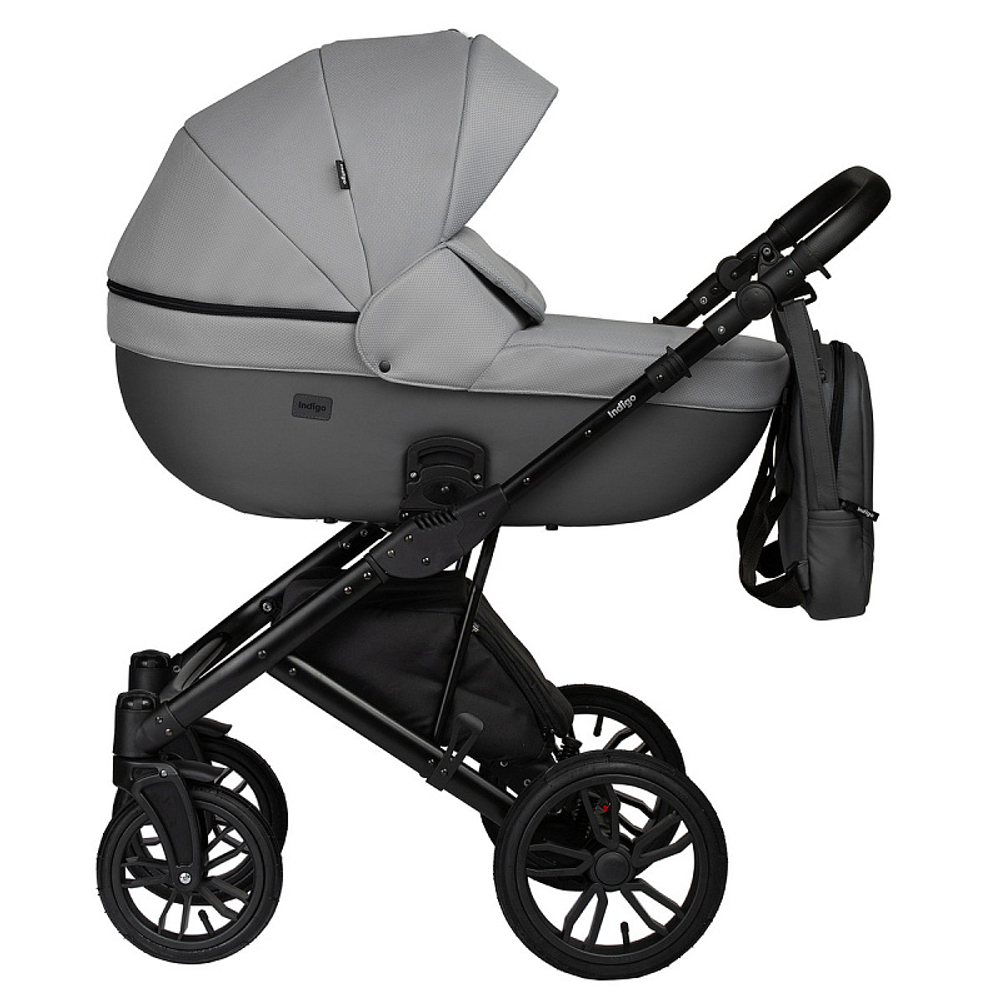 Детская коляска Indigo Mio S 2 в 1 04 т.серая кожа+св.серый