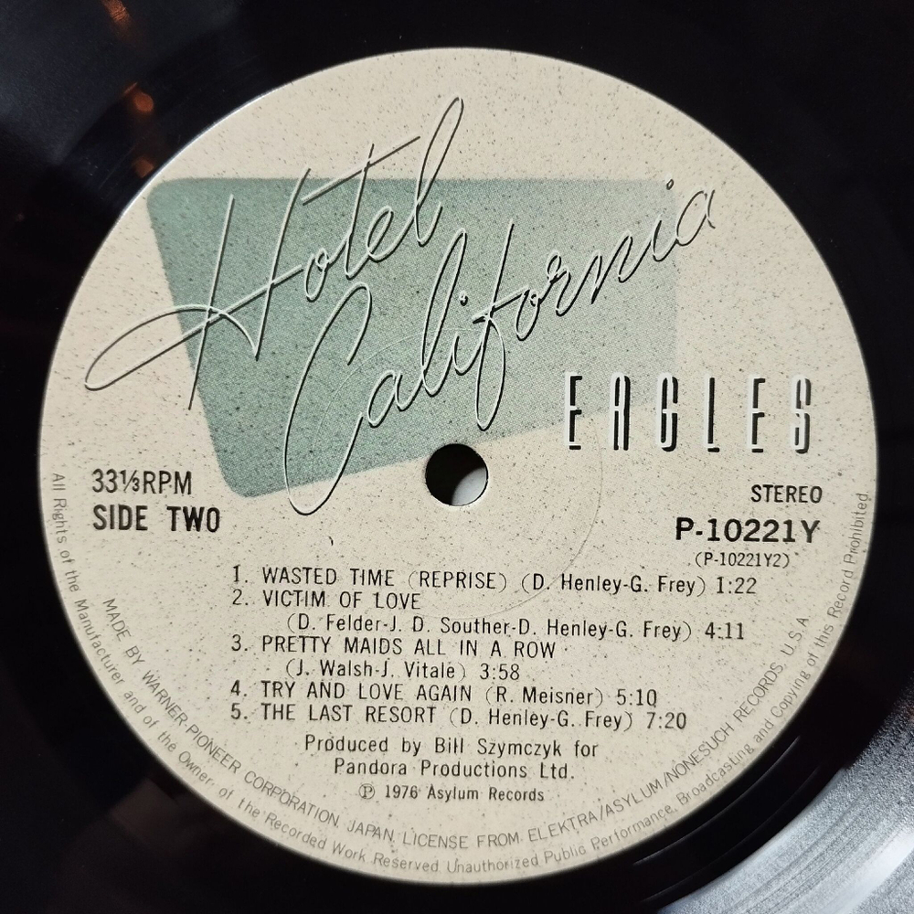 Винтажная виниловая пластинка LP Eagles Hotel California (Japan 1976) (Obi) New Kid In Town