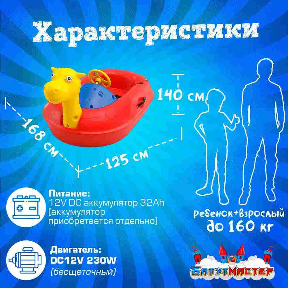 Электрическая лодка-катамаран «Бегемотик» XL взрослая, 1+1