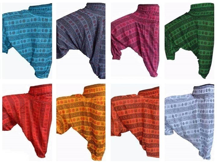 Штаны Алладины "Ом", размер свободный, хлопок 100%, цвет коричневый