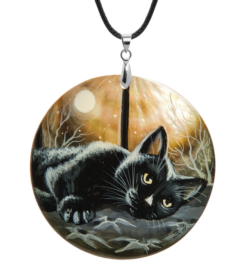 ШК-55/180-D Кулон из перламутра «Кот»