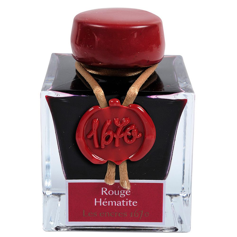 Чернила во флаконе Herbin Prestige 1670 50 мл Rouge Hematite красные с золотыми блестками (15026JT)