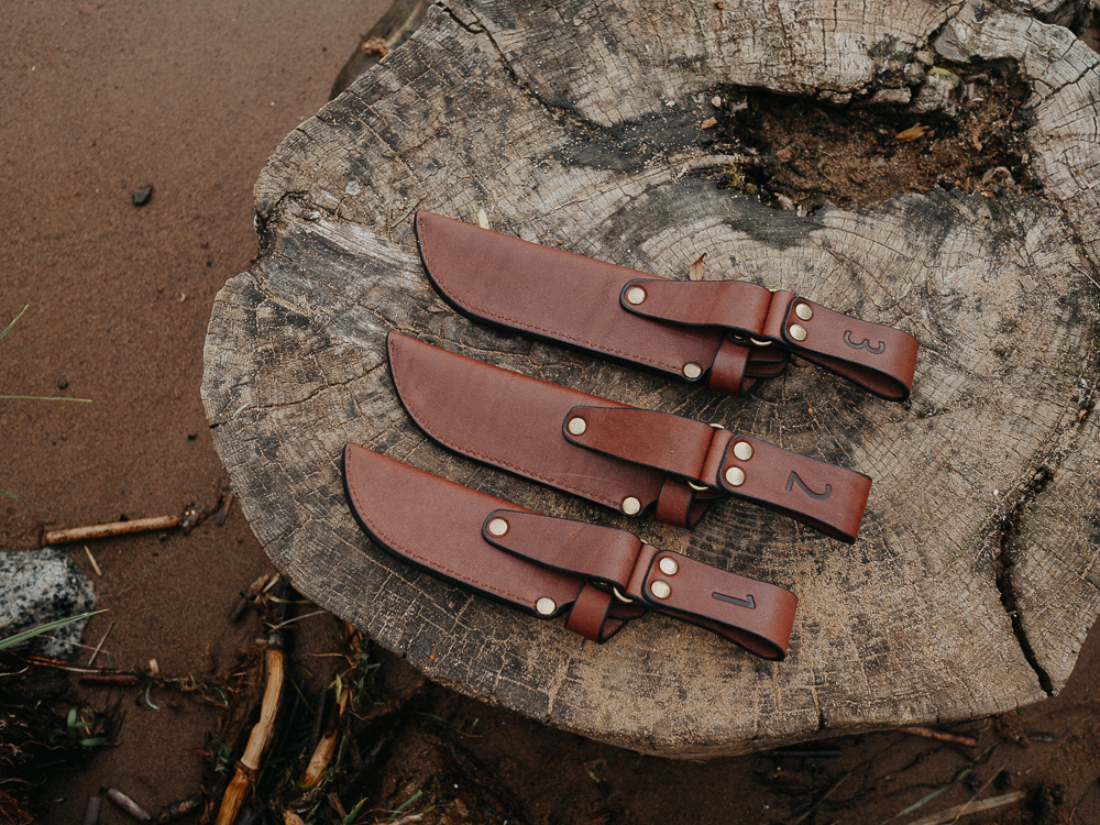 Ножны-чехол для ножа кожаный с гардой Prival НГ-1  Premium,  для клинка до 135х45мм