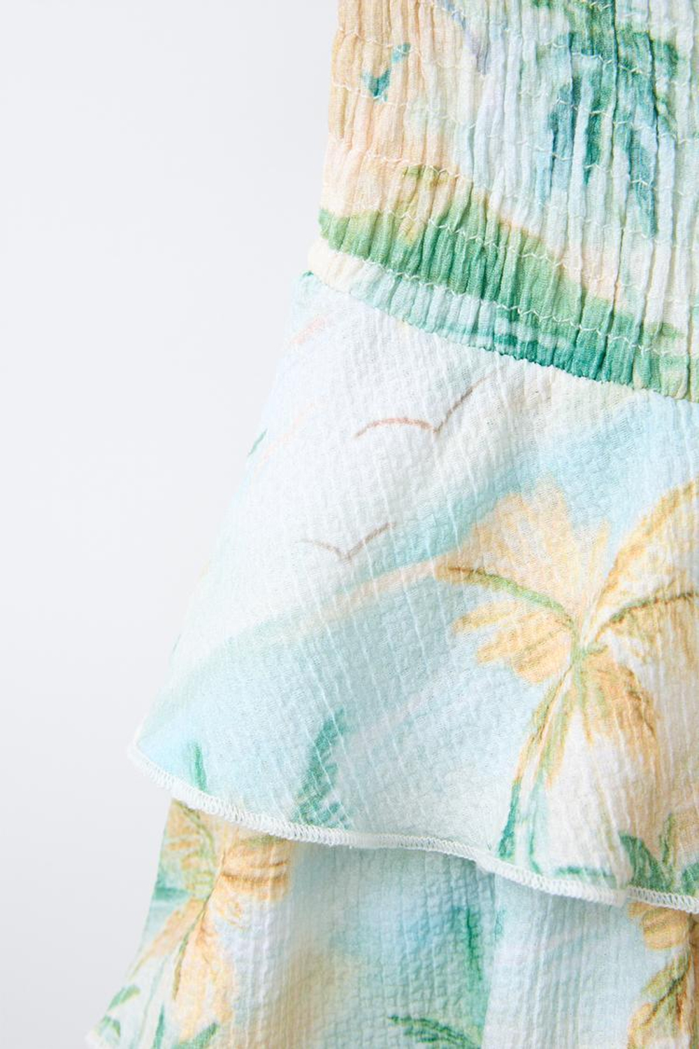 ZARA ЮБКА-ШОРТЫ С РЕЛЬЕФНЫМ УЗОРОМ «ПАЛЬМЫ», ЗЕЛЕНЫЙ