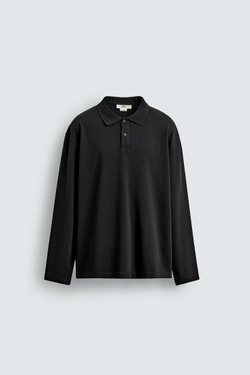 ZARA ПОЛО RELAXED FIT, ЧЕРНЫЙ