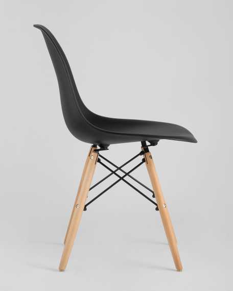 Eames Style DSW черный пластик, стальной каркас, натуральный массив бука