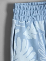 Летний голубой костюм для девочки, футболка и кюлоты