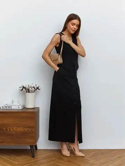 Юбка длинная на пуговицах