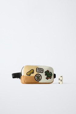 ZARA ПОЯСНАЯ СУМКА С НАШИВКАМИ, ПЕСОЧНО-КОРИЧНЕВЫЙ