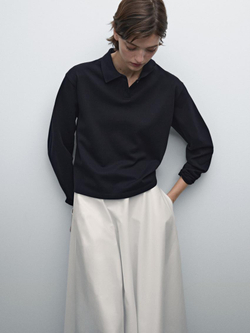 Massimo Dutti Хлопковая футболка-поло, темно-синий