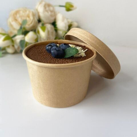 Крафт стакан для Cake-to-go  с крафтовой крышкой 1 шт