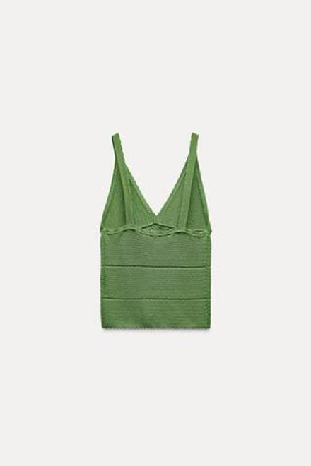 ZARA ТОП АЖУРНОЙ ВЯЗКИ, СВЕТЛО-ЗЕЛЕНЫЙ