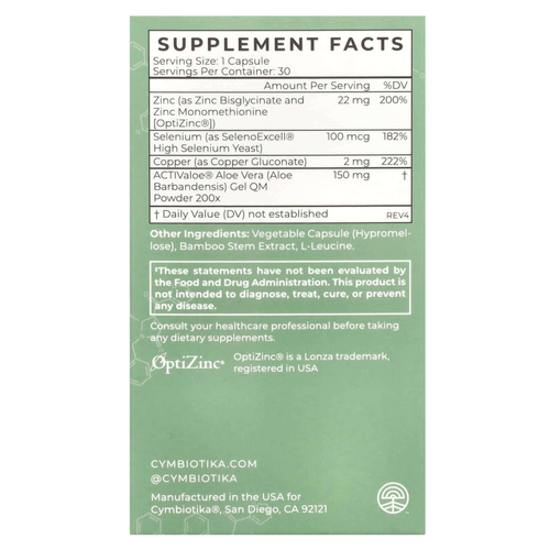 Cymbiotika, Zinc Complex, 30 капсул