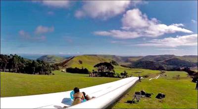 Водная горка с надувным дном, герметичная ТУРБО «Капля», 100*2*,0,5 м