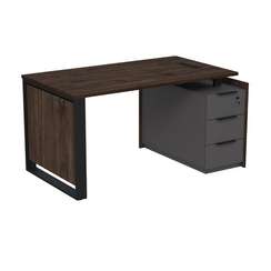 15СОЛУ.1408 Стол рабочий с люч, на опорной угл тумбе, с ящ (метаб), с замком (1460*884*750)