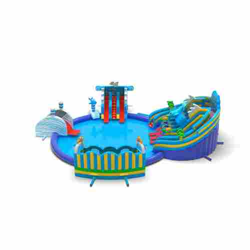 Надувной аквапарк с бассейном и горками «Королевство Дельфинов», 29,2×25×8 м