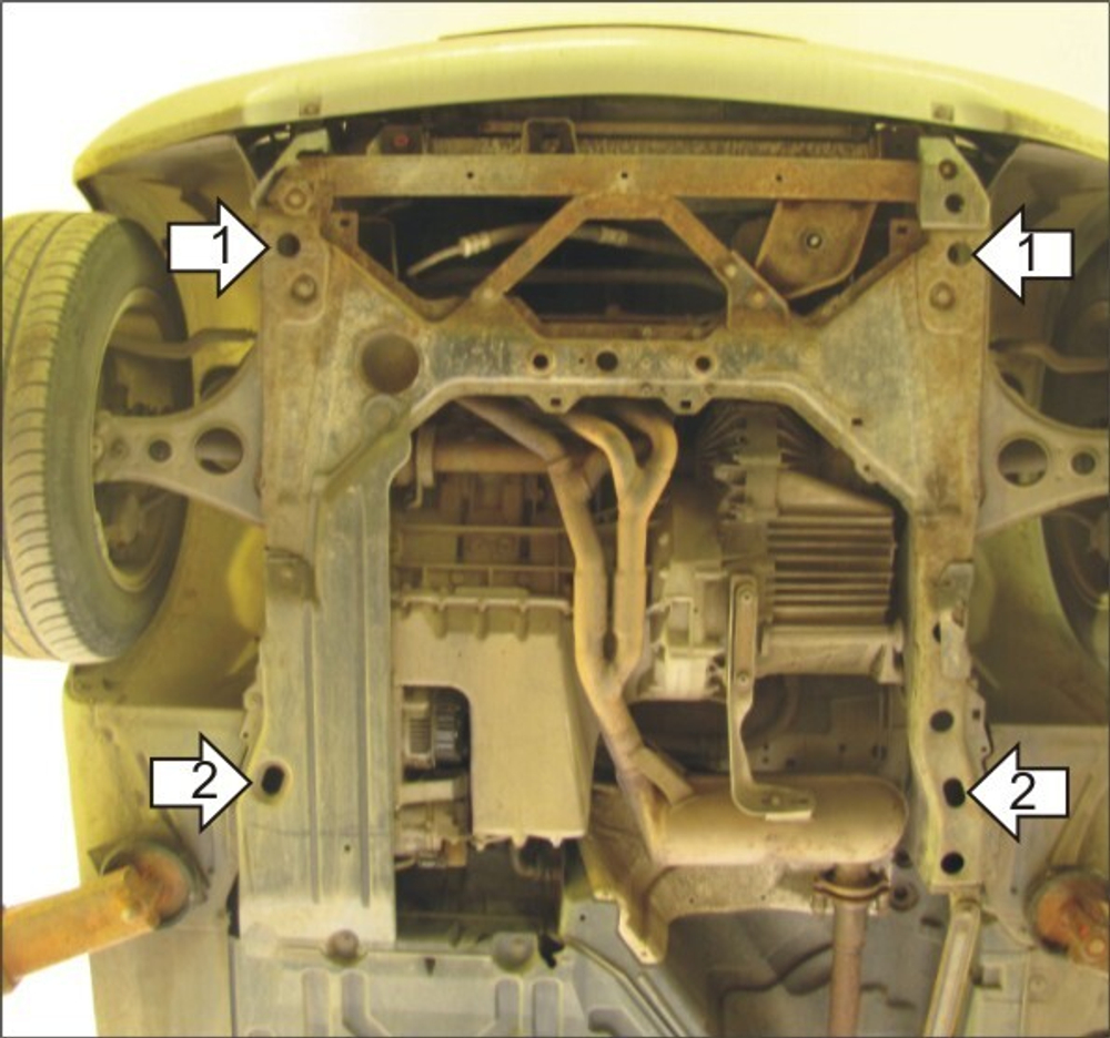 Защита картера Двигателя, КПП. 2 мм, Сталь. для Mercedes A-class 1997-2004 MOTODOR.01224