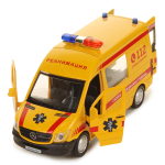 Модель ин. мет. "Mercedes-Benz Sprinter. Реанимация" 14см, свет-звук, свет-звук , двер, коробка SPRINTE