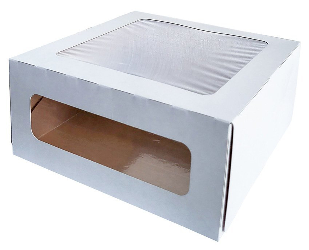 Коробка Оригамо для торта, 220х220х100 мм, белая, 40 штук