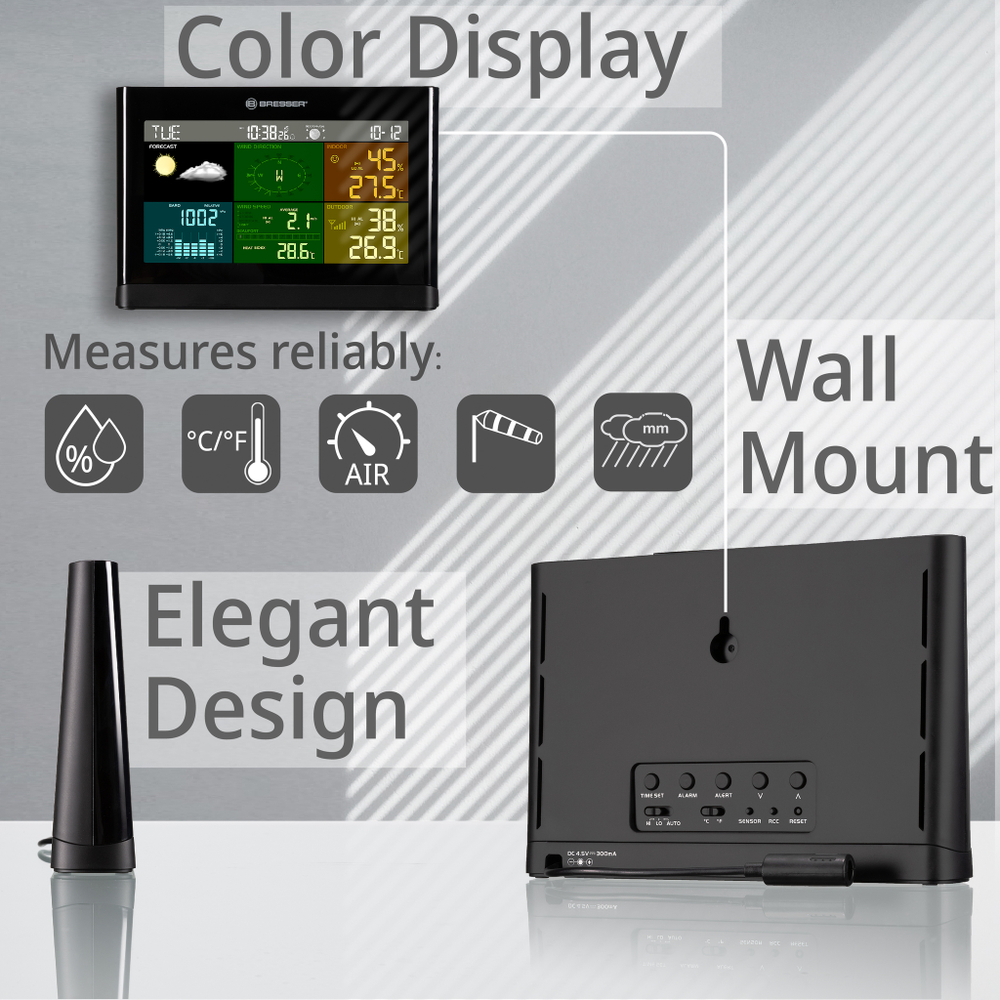 Погодная станция Bresser Comfort с наружным датчиком 5-в-1, черный