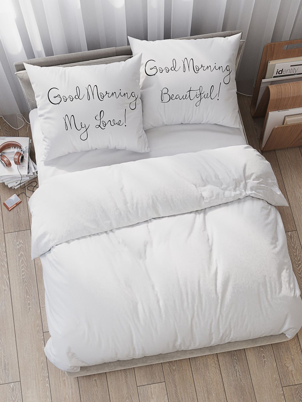 Наволочка комплект 2шт перкаль Сказка "Good Morning" 40х40 см на молнии