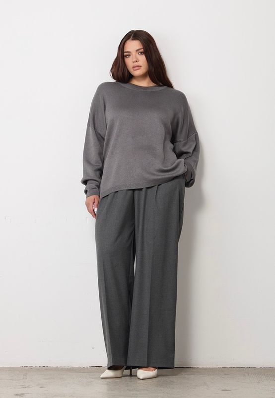 Джемпер вязаный с круглым вырезом, графит