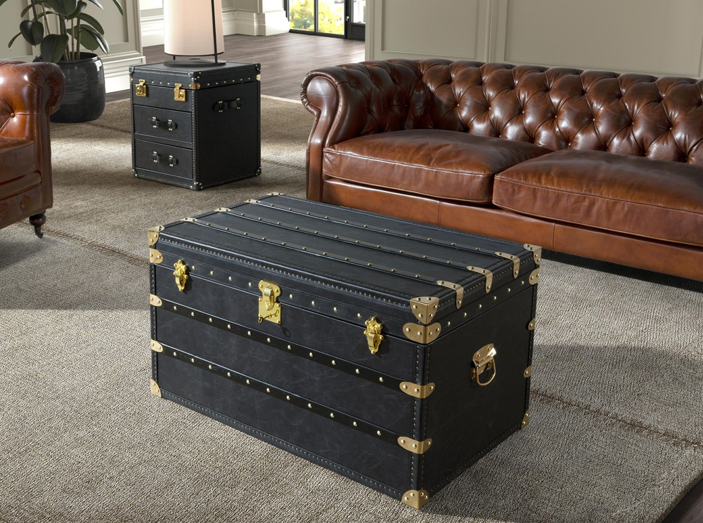 Черный кожаный столик-чемодан 5159