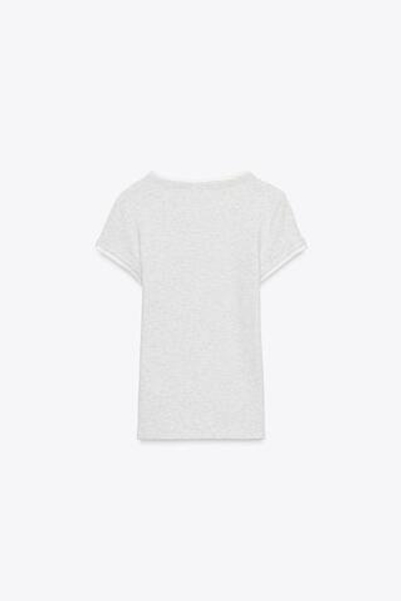 ZARA ФУТБОЛКА ДВОЙНАЯ, СЕРЫЙ МЕЛАНЖ