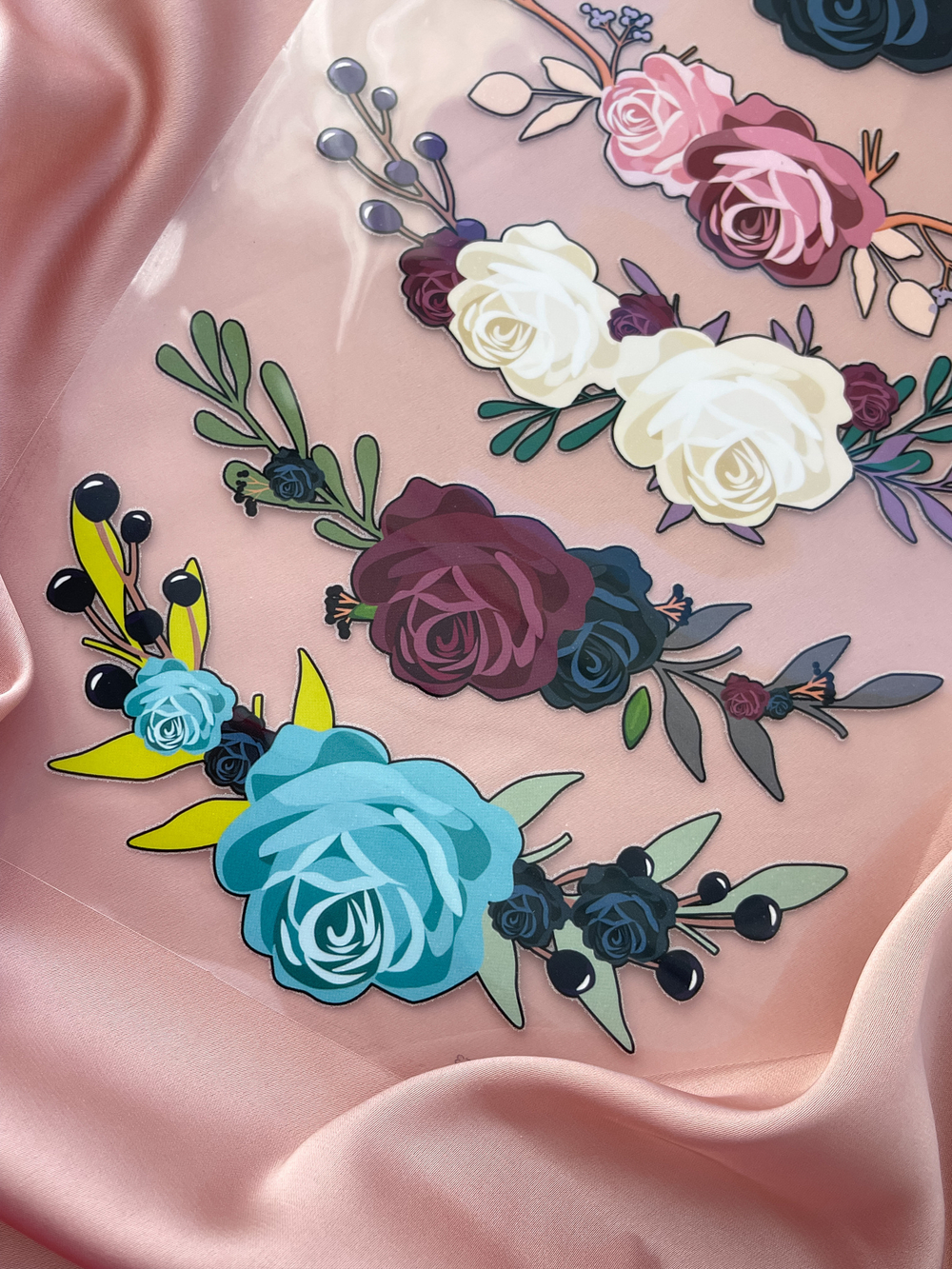 Термонаклейка цветы синие