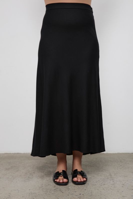 Юбка-миди изо льна, черный