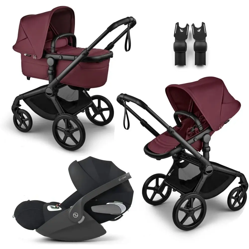 Коляска 3 в 1 Bugaboo Fox 5 Renew Dark Cherry + Автокресло Cybex Cloud T Sepia Black