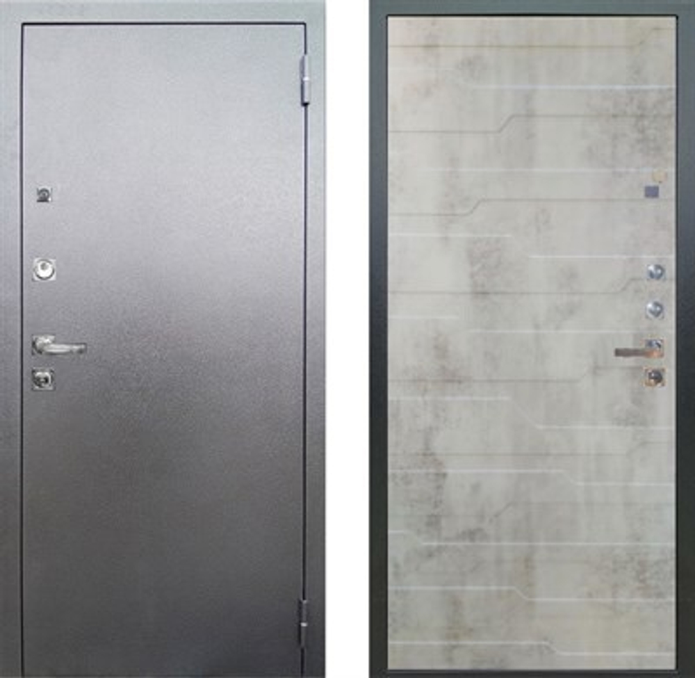 Сейф-дверь Аргус Люкс Про 3К Техно бетон светлый / Серебро антик