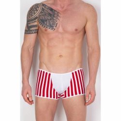 Мужские трусы боксеры в красную полоску с белой вставкой Cosmos Colors FM30_RW