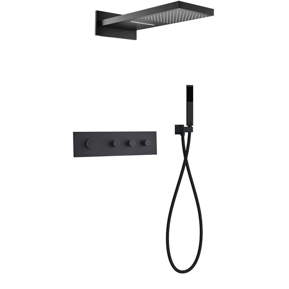 Душевая система Black&White Universe с термостатом, черная матовая (UK8330B)