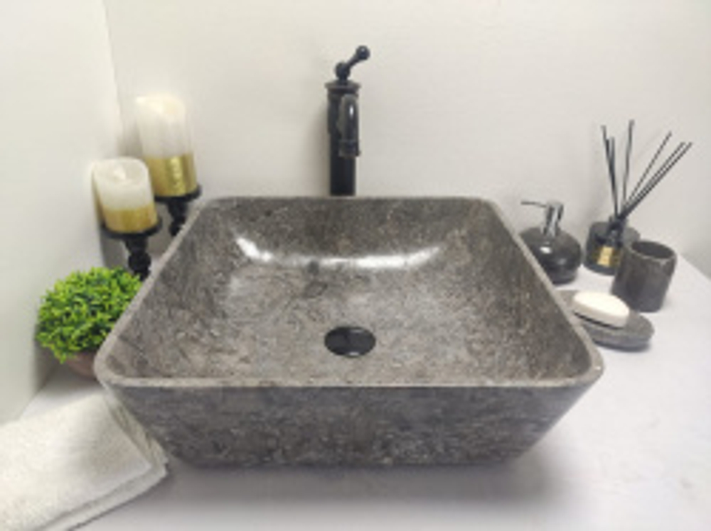 Раковина из мрамора Square Grey Medium MS-60190 45*45*15