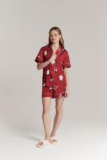 Шелковая блуза с кантом - новогодние лошади