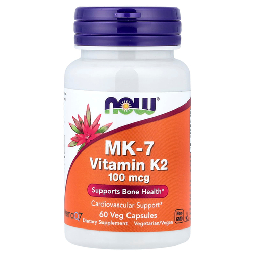 NOW Foods, MK-7, витамин K2, 100 мкг, 60 вегетарианских капсул