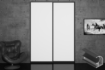 Дверь-купе 2850*600(700,800,900) мм, черный велюр, Белый Альпийский EGGER