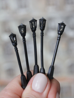 Фонари уличные для макетов "Арбатский #2" (62 мм, 5 штук) / мини фонари для парков и железных дорог