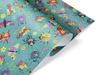 Бумага упаковочная глянцевая 70*100см,Букашки 1л.