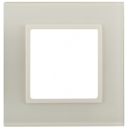 Рамка для розеток и выключателей ЭРА Elegance 14-5101-02 на 1 пост, стекло, слоновая кость+сл. кость, белое основание