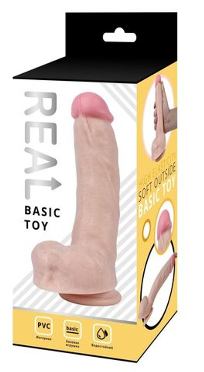 Телесный реалистичный фаллоимитатор с мошонкой Real - 23 см. (Цвет: телесный)