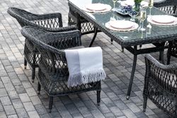 "Амароне" обеденная группа из искусственного ротанга на 6 персон, цвет графит