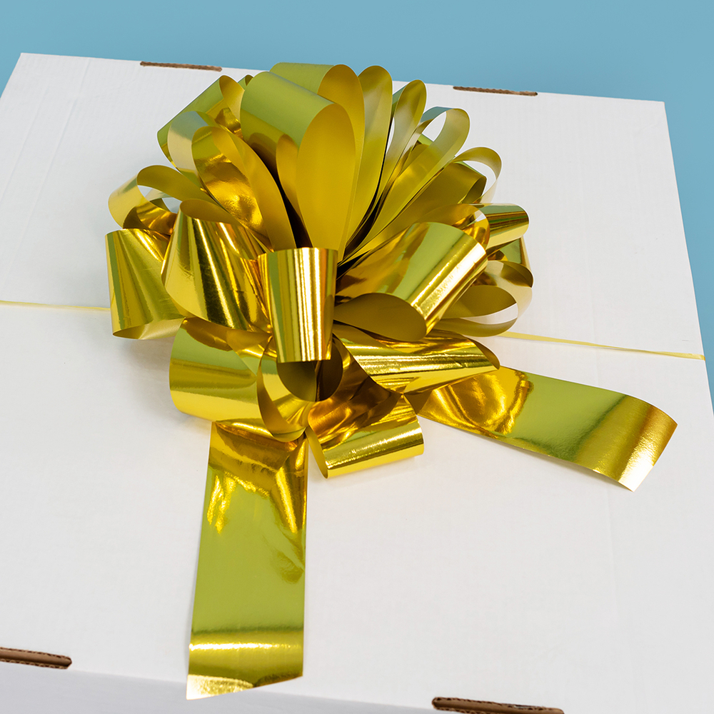 Бант-шар в золотом цвете, металлик, 21 см/ 36 см