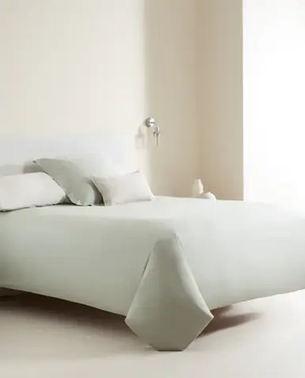 ZARA HOME (200 НИТЕЙ) ПОДОДЕЯЛЬНИК ИЗ ХЛОПКА ПЕРКАЛЬ, СВЕТЛО-ЗЕЛЕНЫЙ