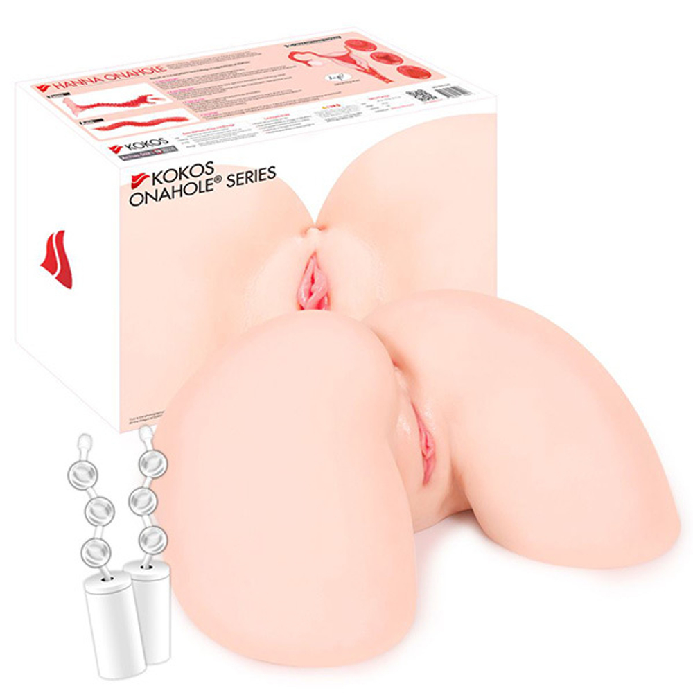 Телесный вибромастурбатор-полуторс 43х30х17см Kokos Hanna Onahole 002 Real Hips