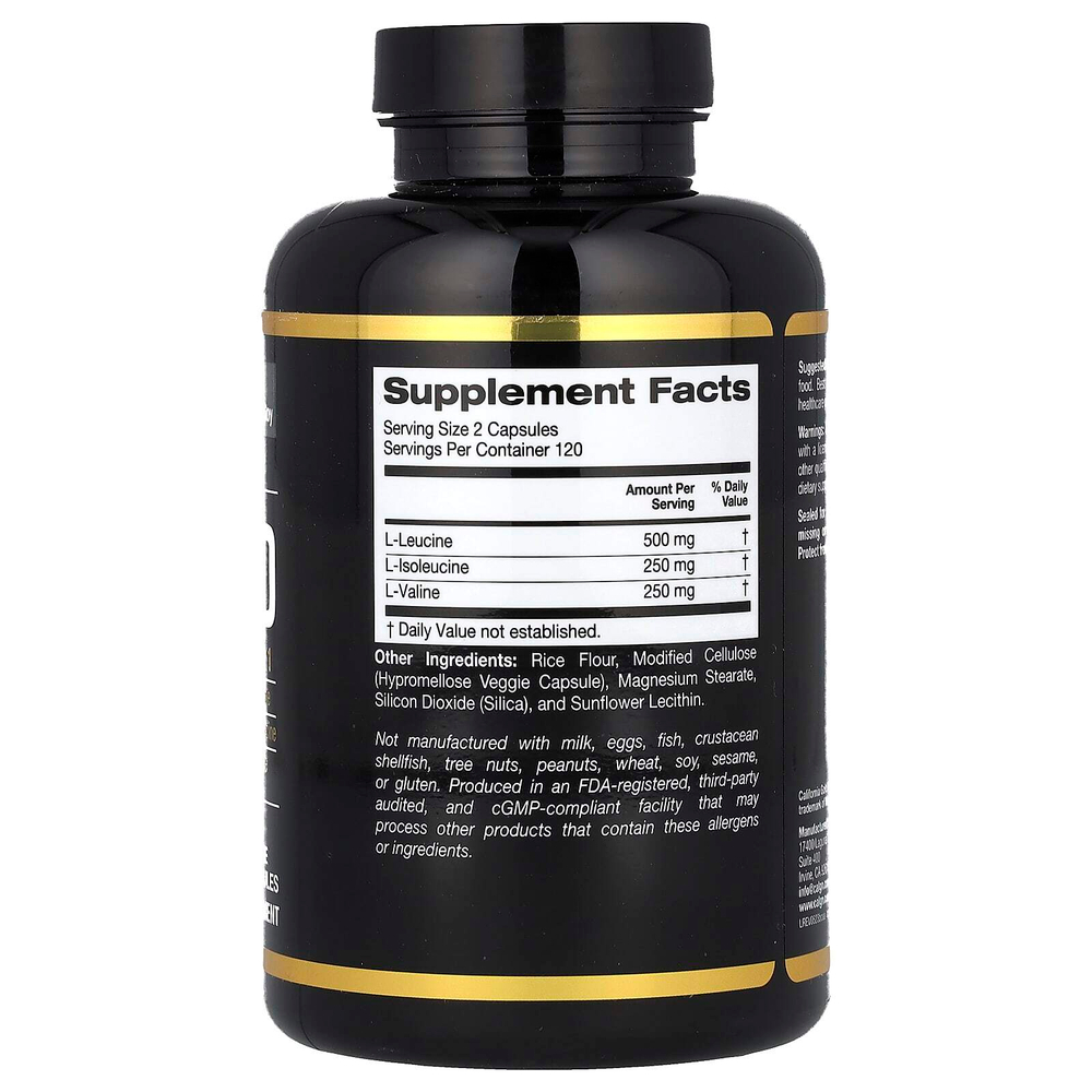 California Gold Nutrition, Sport, микронизированные аминокислоты с разветвленной цепью (BCAA), аминокислоты с разветвленной цепью, 240 растительных капсул
