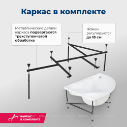 Акриловая ванна Aquanet (Акванет) Jamaica 160x100 L с каркасом